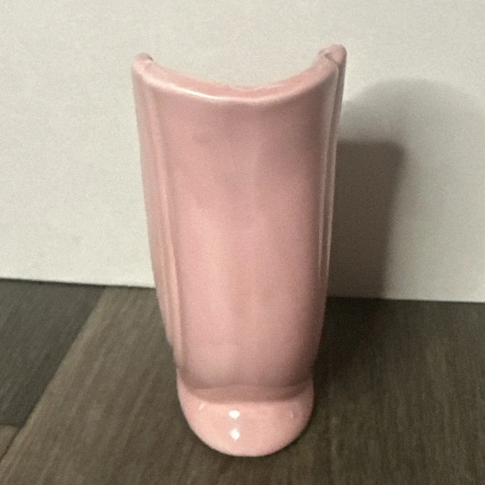 Vtg Pottery Vase Planter Pink Cornucopia Nautilus Shell MCM Art Deco USA